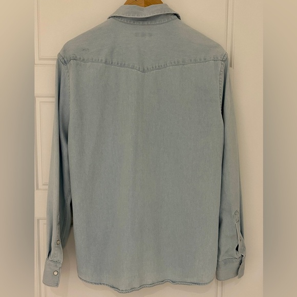 Express Men Light Washed Long Sleeve Shirt - Picture 5 of 5